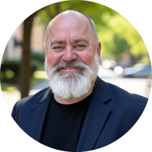 a photo of caucasion bald man with facial hair.